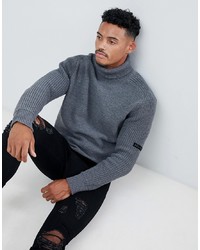 Religion Chunky Funnel Neck Jumper In Grey