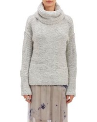 Raquel Allegra Chunky Knit Cowl Neck Sweater Grey