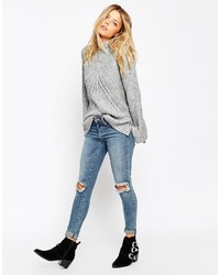 Asos Collection Chunky Sweater With High Neck And Moving Rib