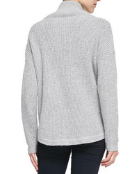 French Connection Honeycomb Knit Mock Turtleneck Sweater Light Gray