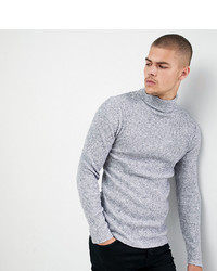 Siksilk Knitted Roll Neck Jumper In Grey To Asos