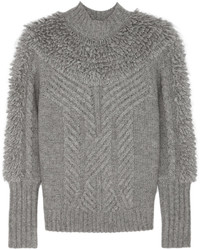 Temperley London Nell Cable Knit Wool Blend Turtleneck Sweater