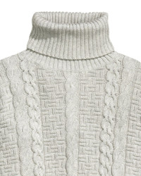 H&M Pattern Knit Sweater Light Gray Melange Ladies
