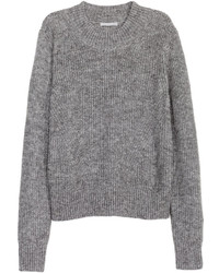 H&M Rib Knit Sweater Gray Melange Ladies