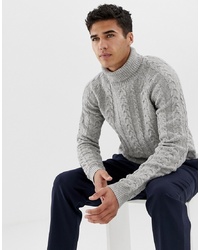 Selected Homme Roll Neck Jumper In Cable Knit