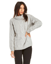 Three Of Something Coastal Cable Sweater In Gray S M