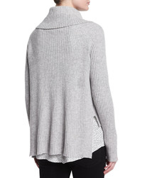 Frame Denim Turtleneck Ribbed Cashmere Sweater Gray