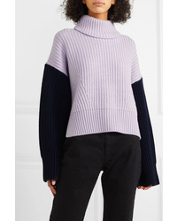 Ninety Percent Two Tone Ribbed Organic Merino Wool Turtleneck Sweater