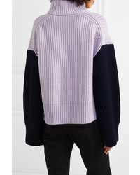 Ninety Percent Two Tone Ribbed Organic Merino Wool Turtleneck Sweater