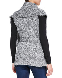 Blank Wraparound Cable Knit Sweater Vest Dark Gray