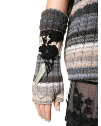 Antonio Marras Embroidered Fingerless Wool Knit Gloves