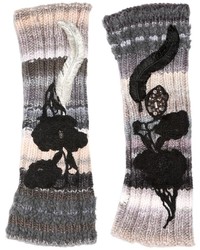 Antonio Marras Embroidered Fingerless Wool Knit Gloves