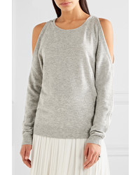 Elizabeth and James R Cutout Stretch Knit Sweater Light Gray