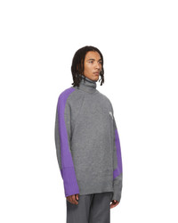 Ader Error Grey And Purple Wool Alden Turtleneck