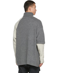 JERIH Grey Wool Colorblock Turtleneck
