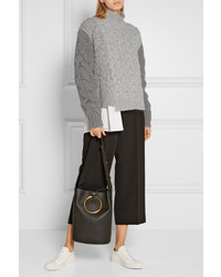 Stella McCartney Mlange Cable Knit Wool Blend Turtleneck Sweater Gray