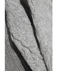Stella McCartney Mlange Cable Knit Wool Blend Turtleneck Sweater Gray