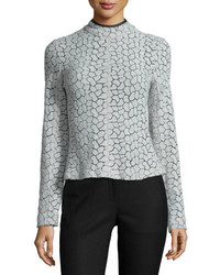 Yigal Azrouel Long Sleeve Lace Top Heather Gray
