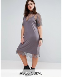 Asos Curve Curve Cami Dress With Lace Underlayer