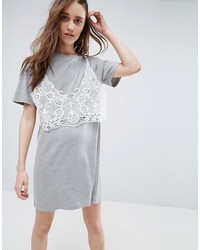 Grey Lace Casual Dress
