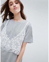 Asos T Shirt Dress With Lace Bralette