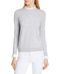 Ted Baker London Kaytiie Broderie Lace Collar Cuff Sweater