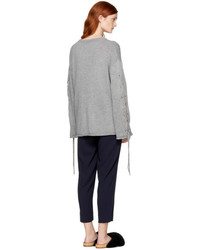 See by Chloe See By Chlo Grey Lace Up Sweater