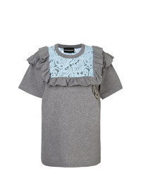 Grey Lace Crew-neck T-shirt