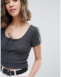 Daisy Street Lace Up Crop Top