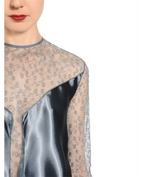 Nina Ricci Knotted Silk Satin Lace Dress