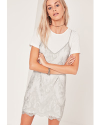 Missguided Lace 2 In 1 Dress Grey