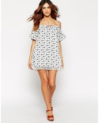 Asos Petite Petite Dress With Cold Shoulder And Lace Hem