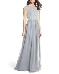 Hayley Paige Occasions Embroidered Bodice Net Gown