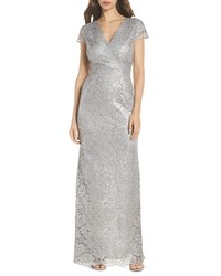 Adrianna Papell Metallic Lace Gown