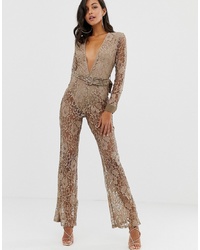 In The Style Emily Shak Lace Plunge Jumpsuit