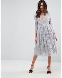 ASOS DESIGN Long Sleeve Lace Midi Prom Dress