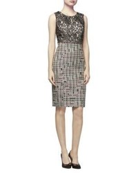 Kay Unger Lace And Tweed Sheath Dress