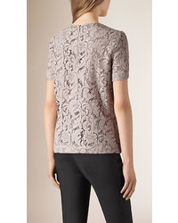 Burberry Short Sleeve French Lace Top