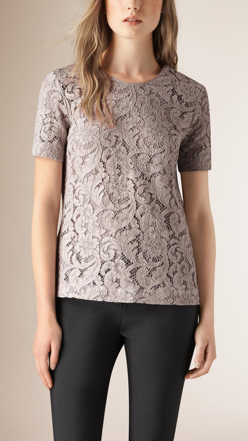 Burberry Short Sleeve French Lace Top, $795 | Burberry | Lookastic