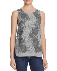 Calvin Klein Lace Overlay Crepe Casual Top