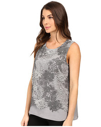 Calvin Klein Sleeveless Heather Lace Twofer Top