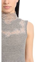 Ermanno Scervino Wool Knit Crop Top W Lace Inserts