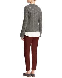 Loro Piana Convent Garden Lace Cashmere Silk Sweater Gray