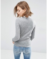 Asos Sweater In Mohair With Lace Neck Detail