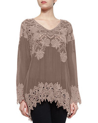Johnny Was Lacy V Neck Georgette Tunic