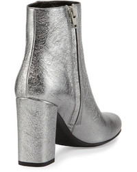 Saint Laurent Babies Metallic 90mm Ankle Boot Gray