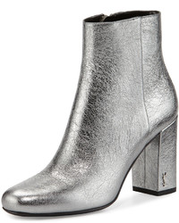 Saint Laurent Babies Metallic 90mm Ankle Boot Gray