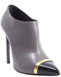 Saint Laurent Grey And Black Colorblock Leather Ankle Booties