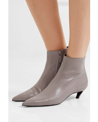 Balenciaga Leather Ankle Boots Light Gray