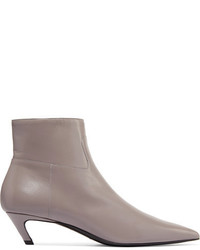 Balenciaga Leather Ankle Boots Light Gray